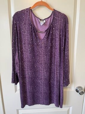 Elegant Purple Embellished Tunic Top